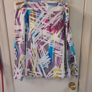 Lane Bryant Multicolor Modern Graffiti Print A-Line Skirt in Size 20